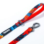 Tropical Bloom dog collar close-up with premium metal hardware