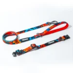 Tropical Bloom matching dog collar and lead set in red floral print