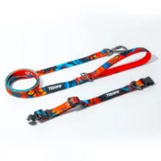 Tropical Bloom matching dog collar and lead set in red floral print